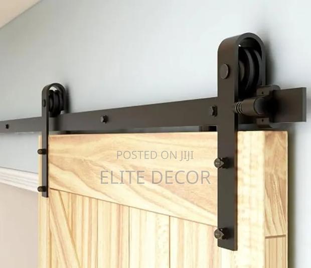 6.6FT Sliding Barn Door Hardware Kit – Heavy Duty Black Steel