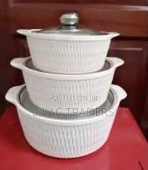 *Set of 3 White Soup Pots*jimc