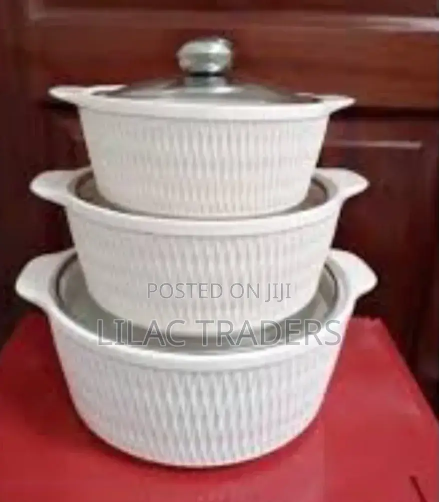 *Set of 3 White Soup Pots*jimc