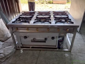 Six Burner Stainless Steel Commercial Cooker With Electric Oven