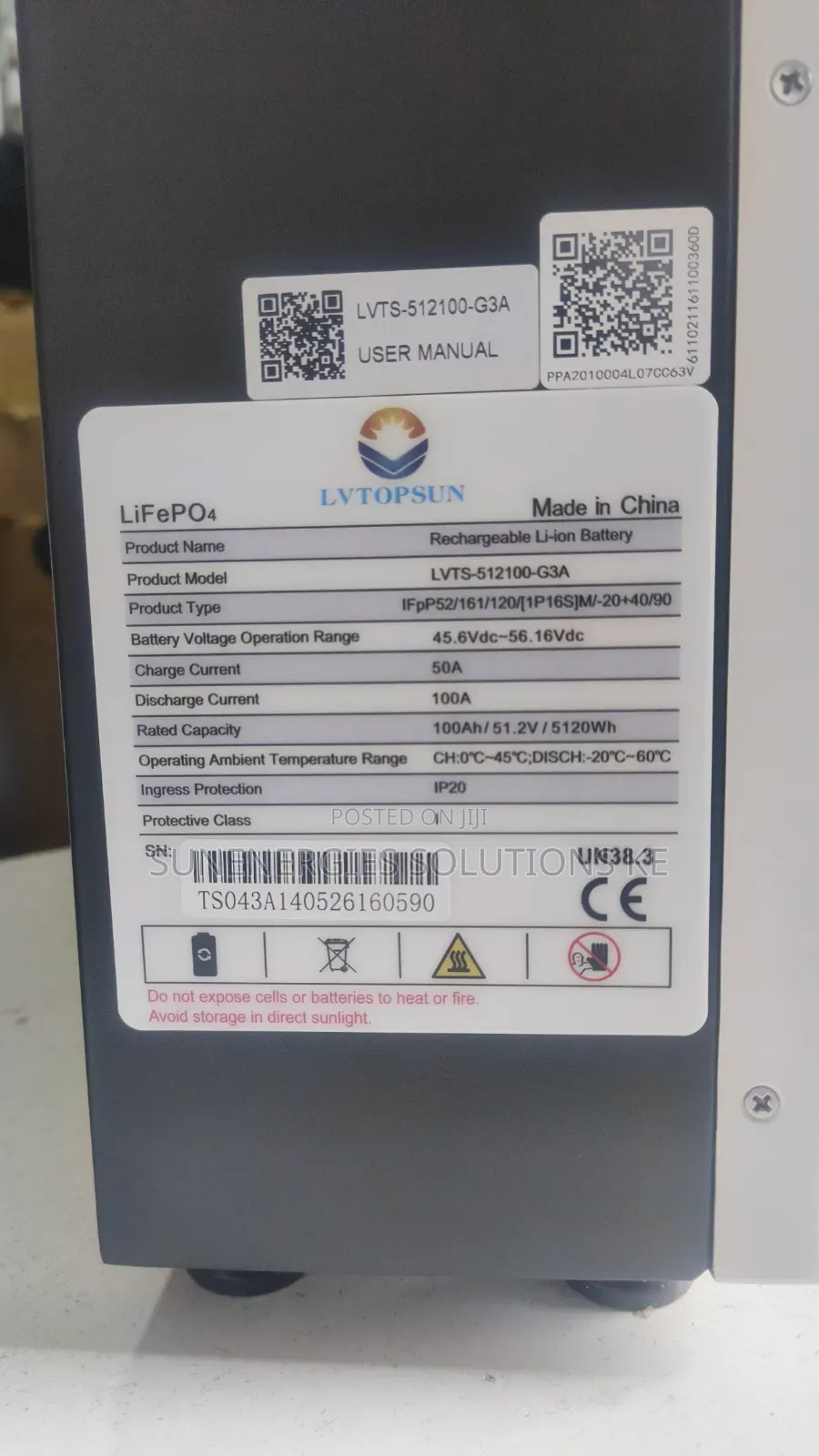 5.12kwh 51.2v 100ah LVTOPSUN LIFEPO4 Lithium Battery
