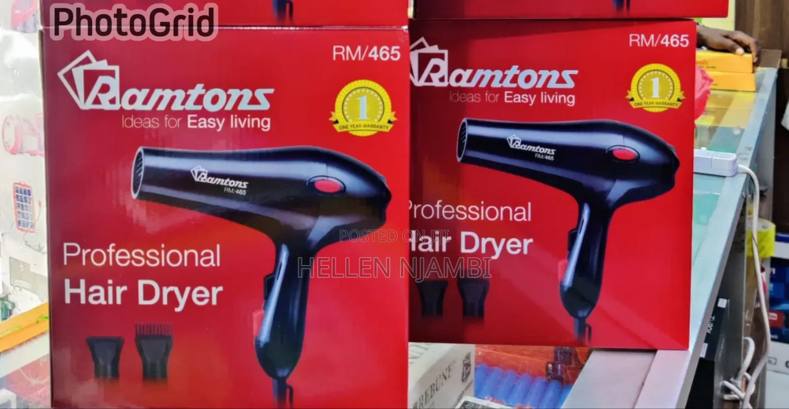 Professional Hair Dryer RM/465 1800W 2 Speed 3 Heat Settings