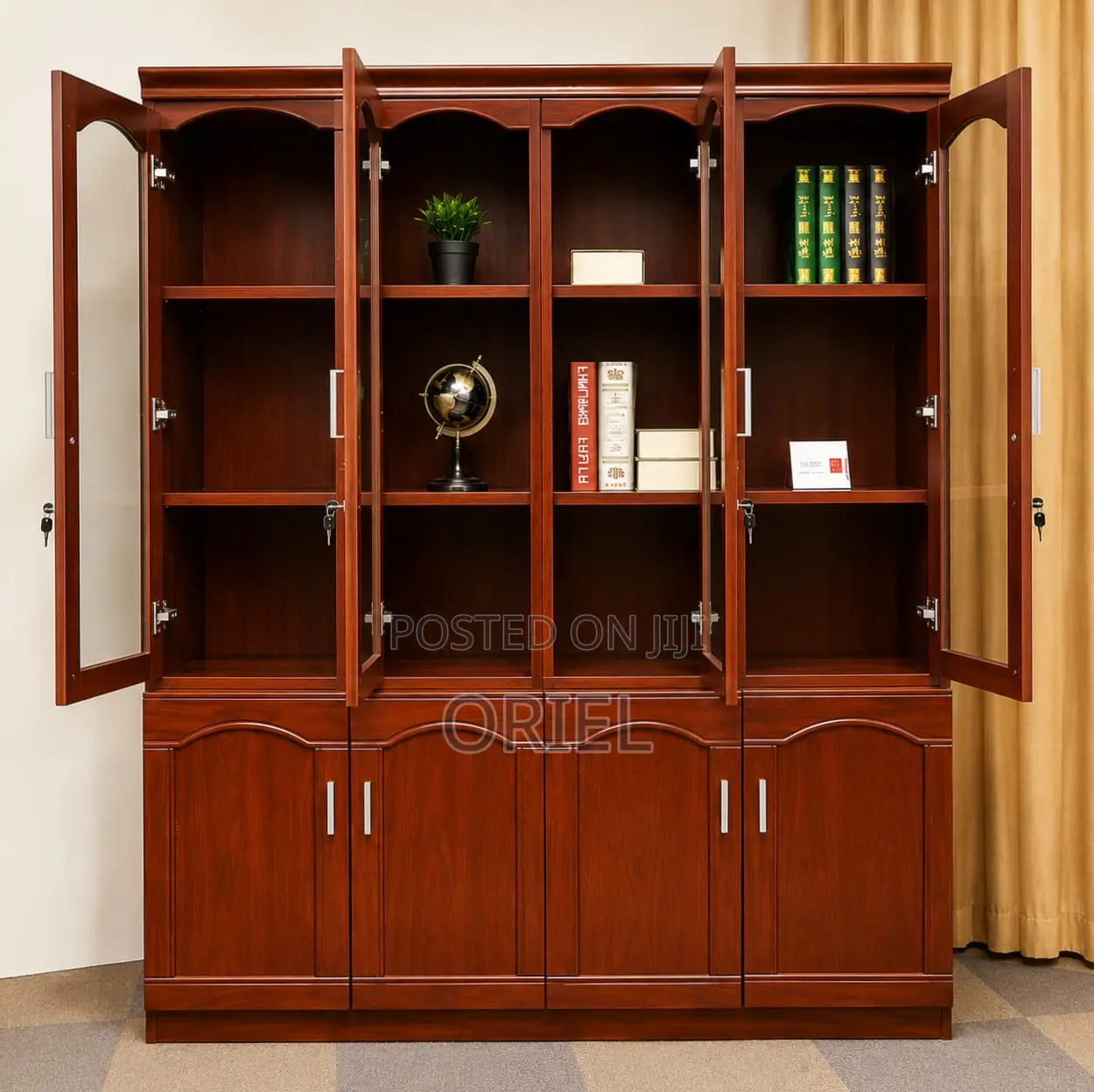 3 Doors Mahogany Storage Cabinet : Wooden Storage Cabinet