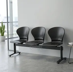 3-Seater Reception Waiting Bench : Metal Frame Office Plastic Bench