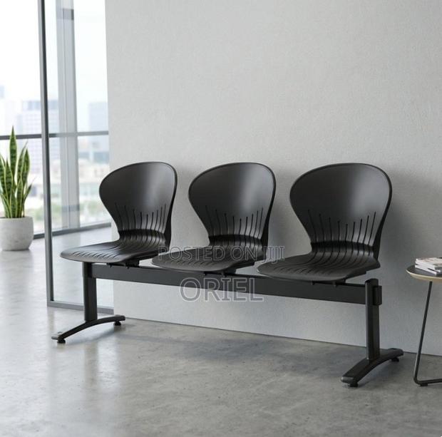 3-Seater Reception Waiting Bench : Metal Frame Office Plastic Bench