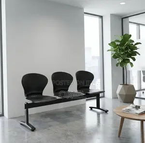 3-Seater Reception Waiting Bench : Metal Frame Office Plastic Bench