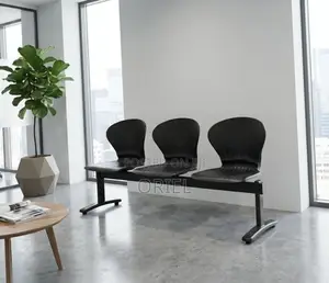 3-Seater Reception Waiting Bench : Metal Frame Office Plastic Bench