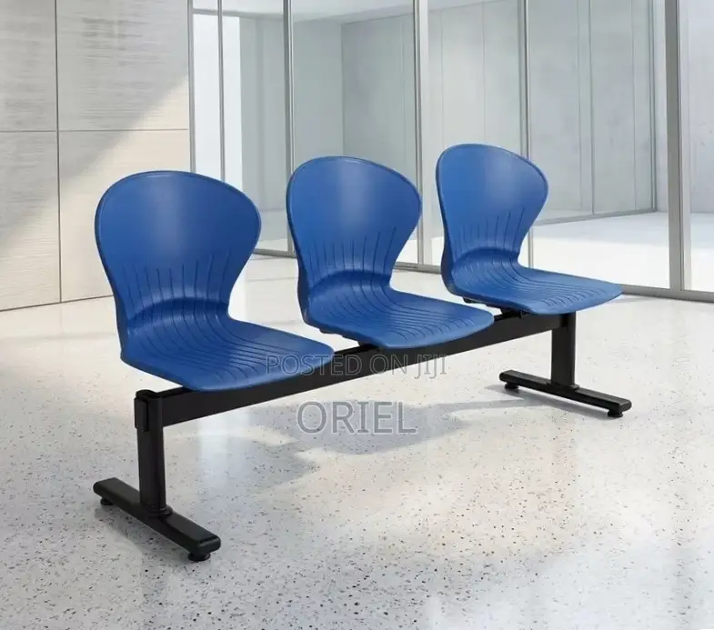 3-Seater Reception Waiting Bench : Metal Frame Office Plastic Bench