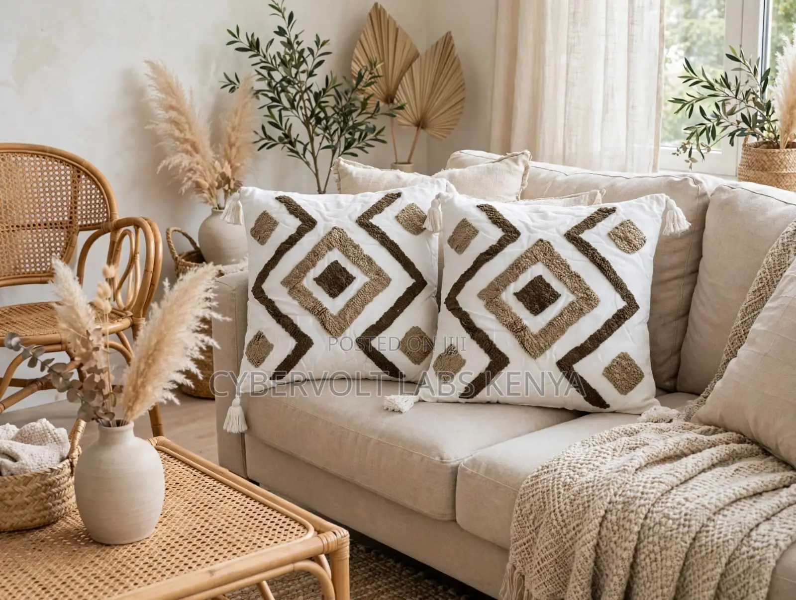 Boho Tufted Decorative Throw Pillow Case