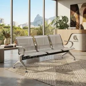 Office Bench; Three Seaters Non Upholstered Metal Bench
