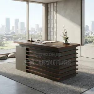 Office Desk; 1.4 Meter Brownish Golden Executive Office Desk