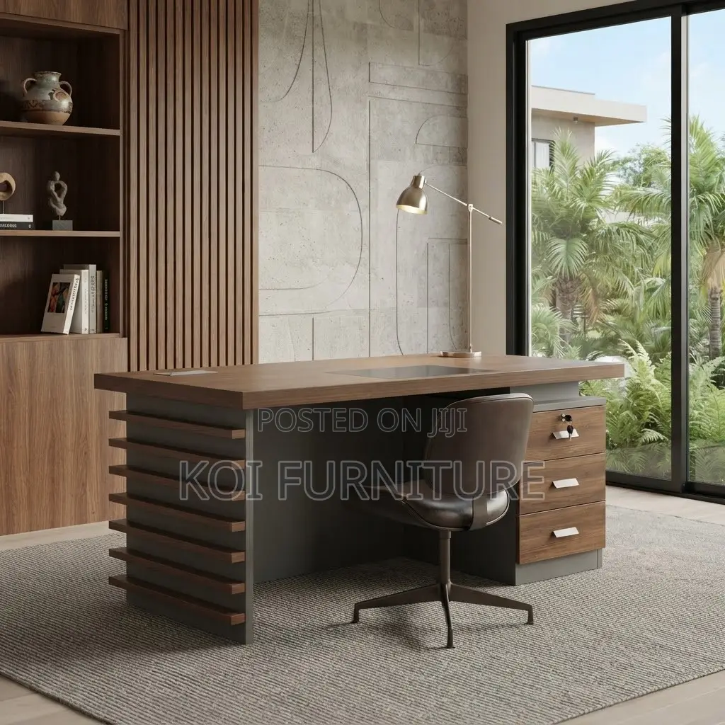 Office Desk; 1.4 Meter Brownish Golden Executive Office Desk