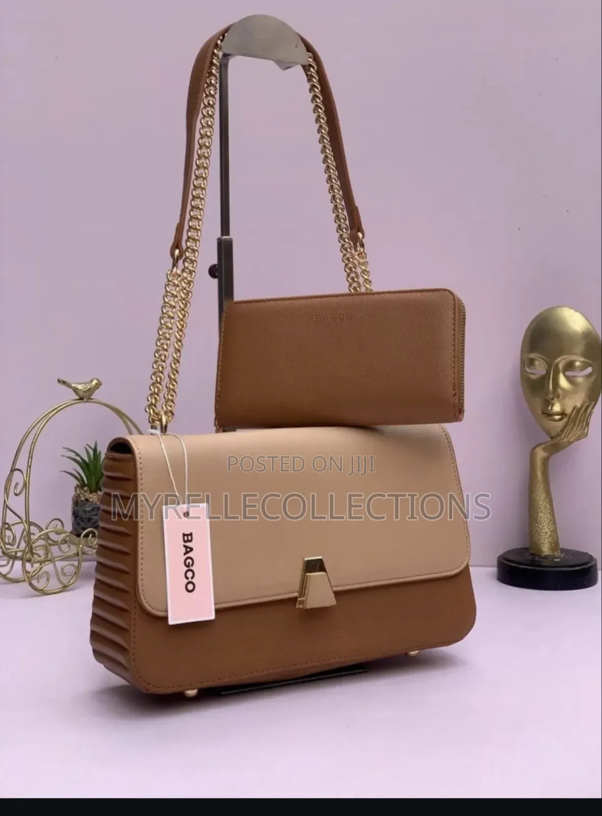 Ladies Sling Bag/Bagco Shoulder Bag With Gold Chain N Matching Wallet