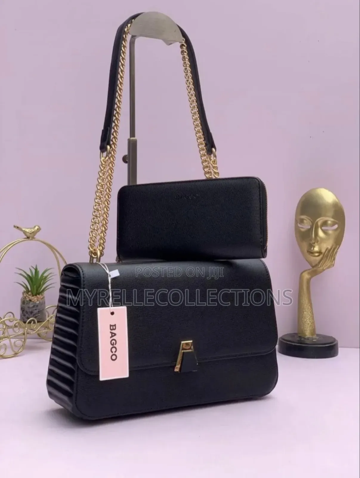 Ladies Sling Bag/Bagco Shoulder Bag With Gold Chain N Matching Wallet