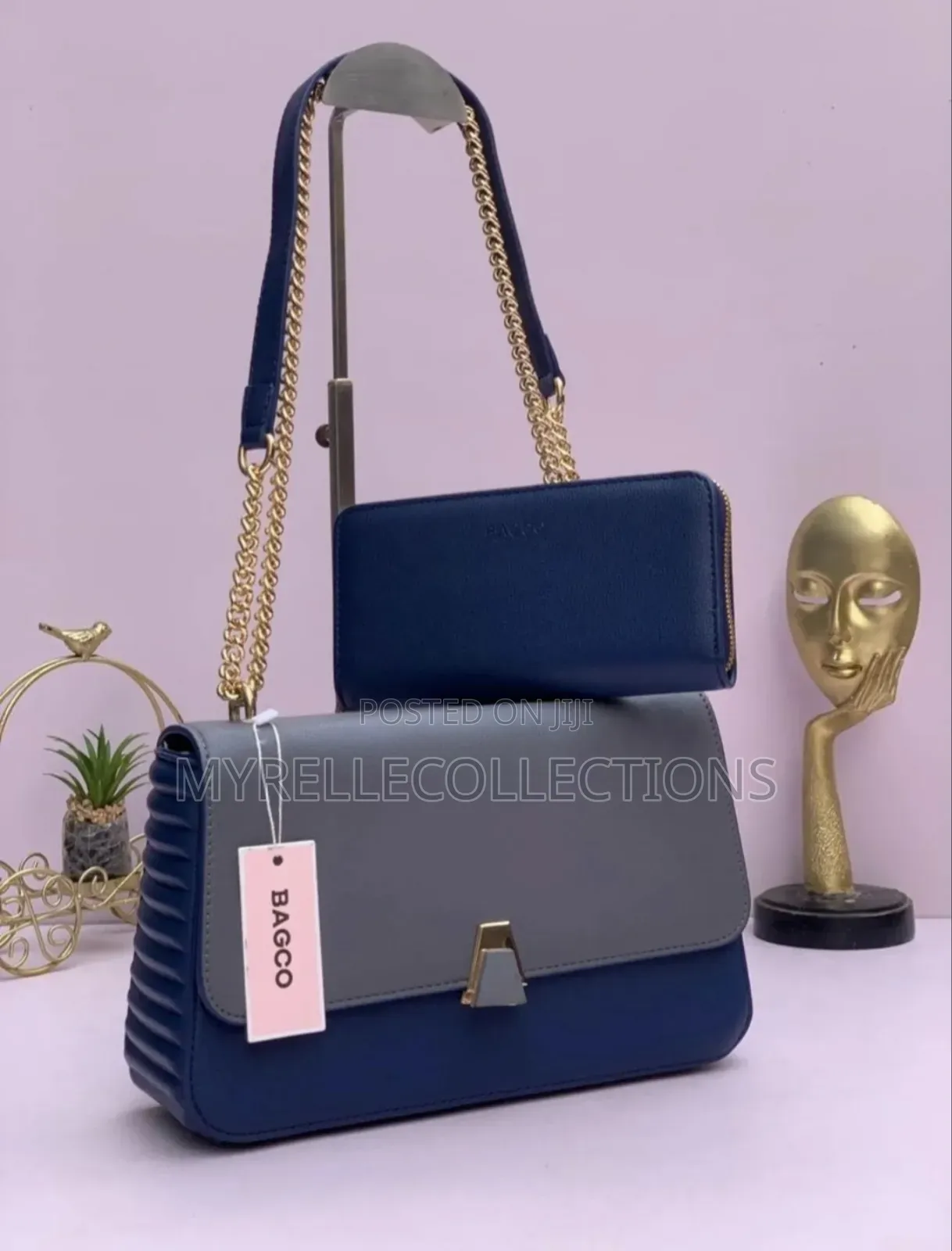 Ladies Sling Bag/Bagco Shoulder Bag With Gold Chain N Matching Wallet