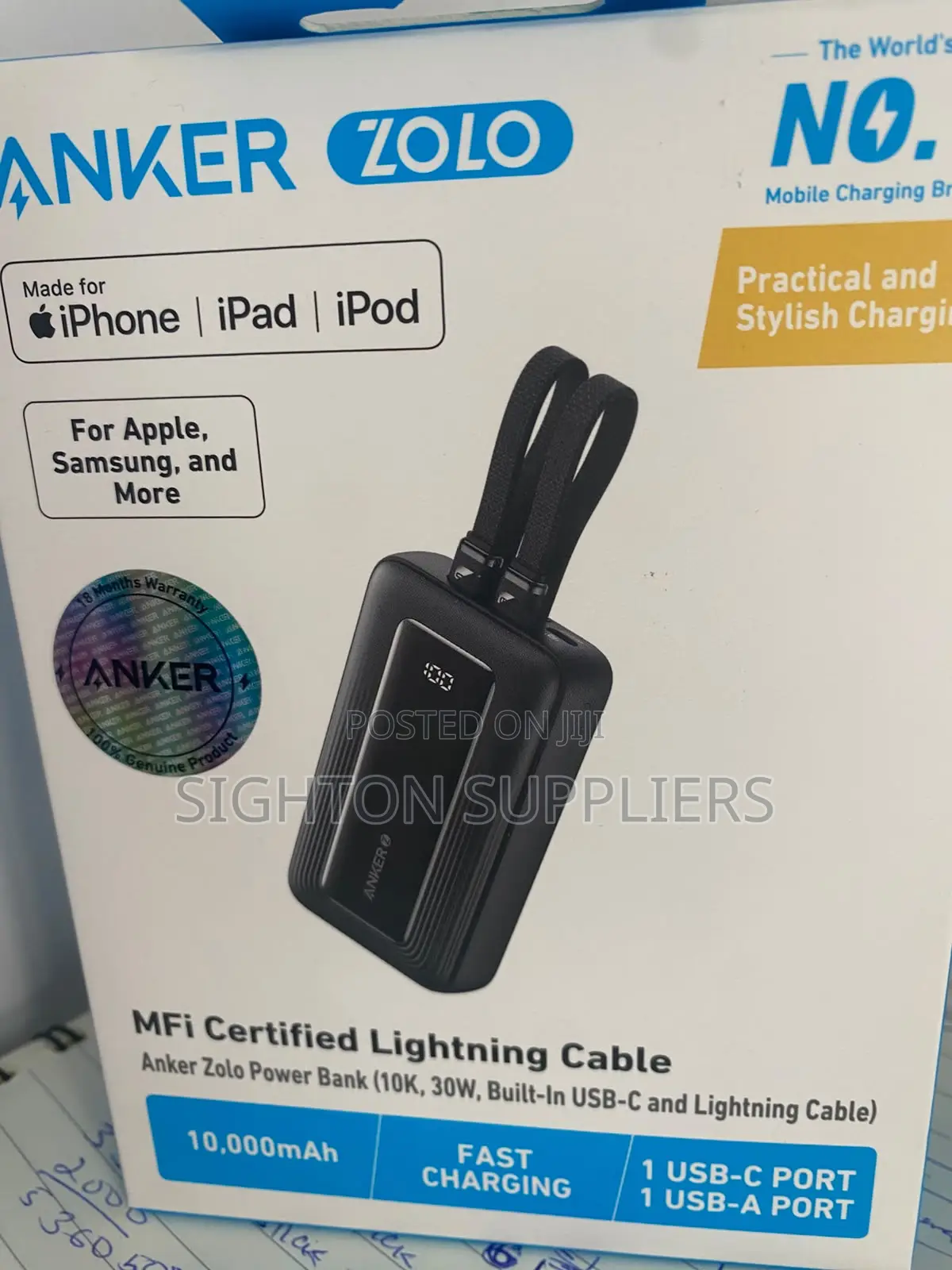 Anker Zolo Power Bank (, Built-in USB-C and Lightning Cable)