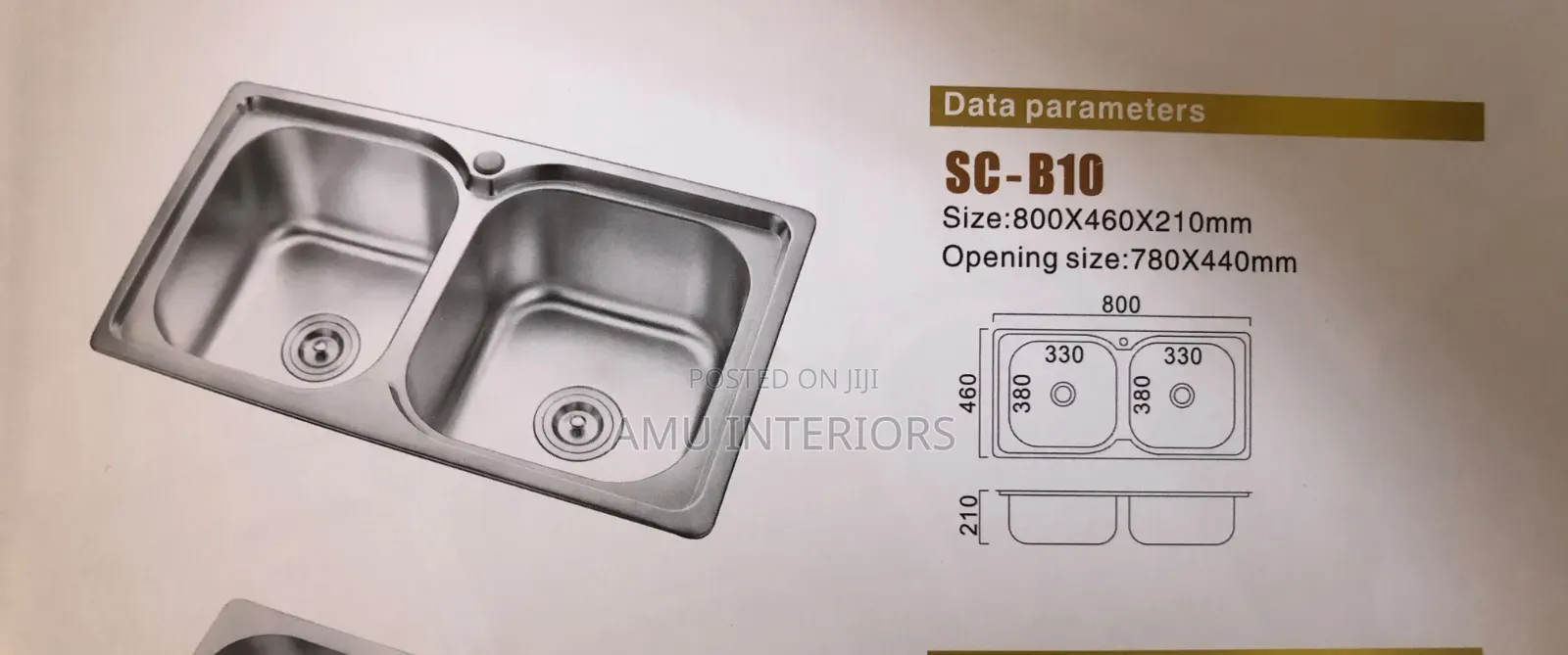 Centamily Double Bowl Stainless Steel Kitchen Sink – 100×50cm