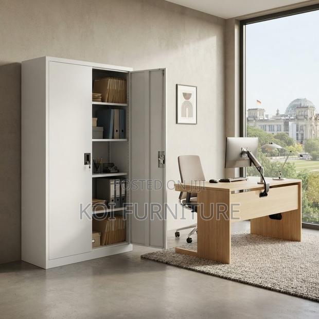 Office Cabinet; Grey Documents Cabinet With Two Lockable Doors - thumbnail 2