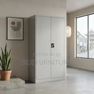 Office Cabinet; Grey Documents Cabinet With Two Lockable Doors