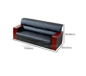 Sofas; Imported Executive 5 Seater Black Leather Office Reception Sofa
