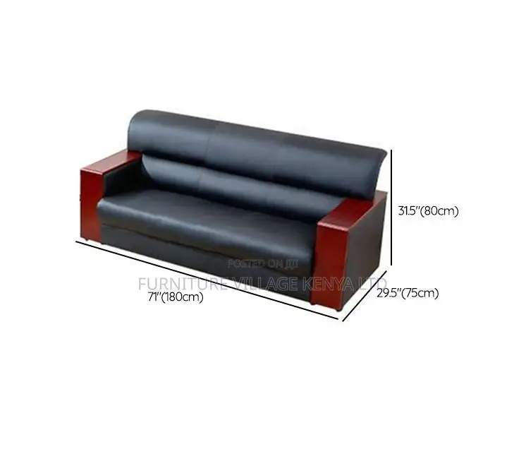 Sofas; Imported Executive 5 Seater Black Leather Office Reception Sofa