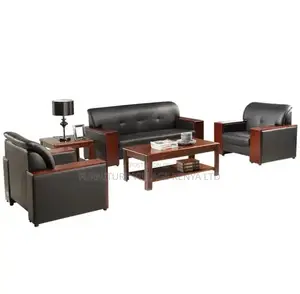 Sofas; Imported Executive 5 Seater Black Leather Office Reception Sofa