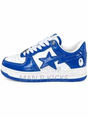 CLEARANCE SALE! Blue and White BAPE-Style Low-Top Sneakers
