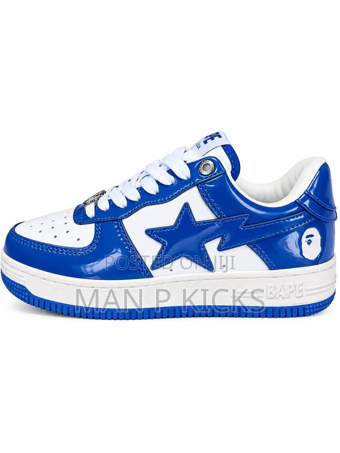 CLEARANCE SALE! Blue and White BAPE-Style Low-Top Sneakers