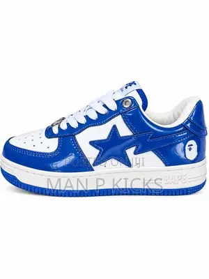 CLEARANCE SALE! Blue and White BAPE-Style Low-Top Sneakers