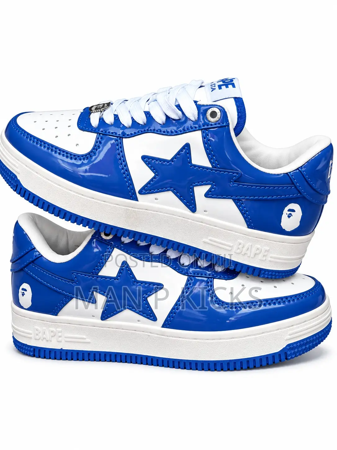 CLEARANCE SALE! Blue and White BAPE-Style Low-Top Sneakers
