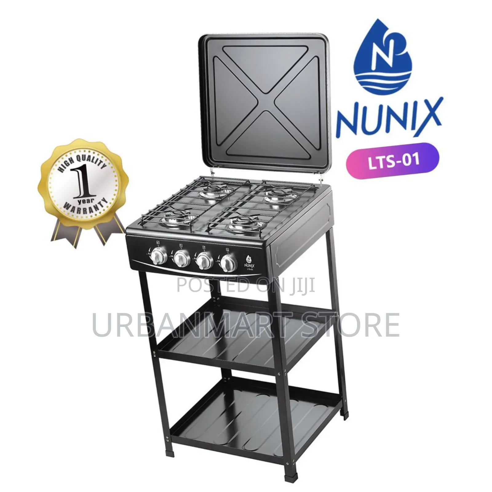 Nunix 4 Burner Gas Stove With Storage Shelves