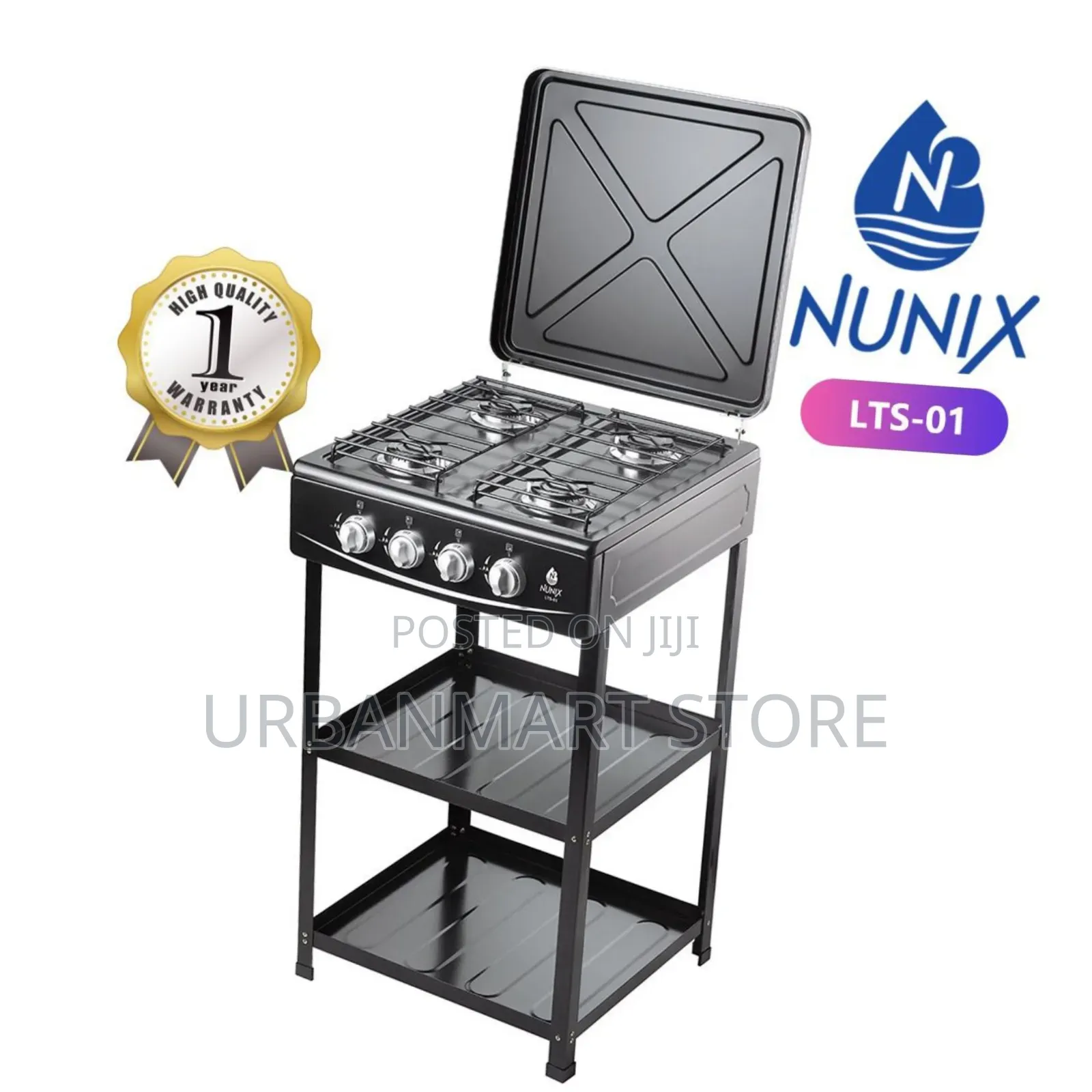 Nunix 4 Burner Gas Stove With Storage Shelves