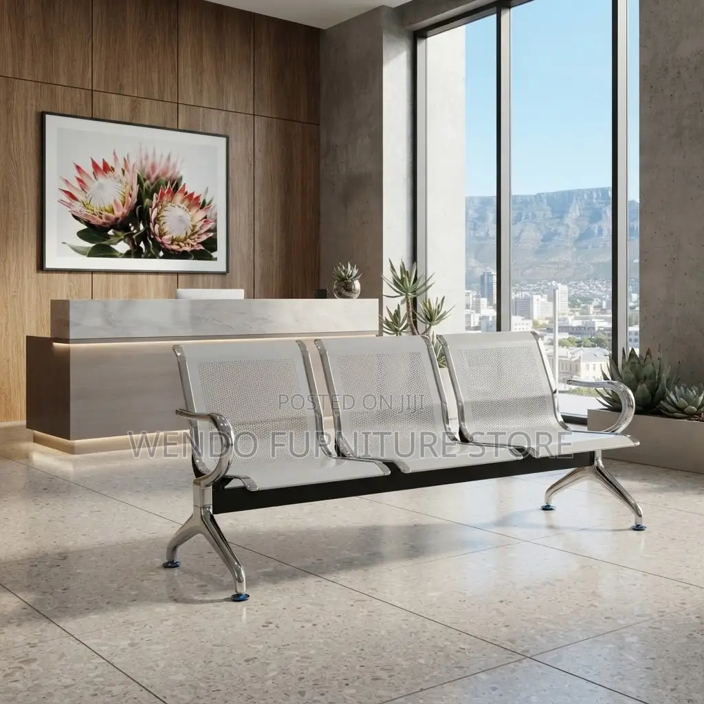 Office Benches; Reception Metallic Three Link Modern Benches