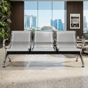 Office Benches; Reception Metallic Three Link Modern Benches