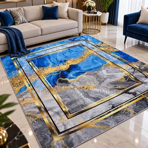  Luxury Blue Grey Marble-Effect Carpet