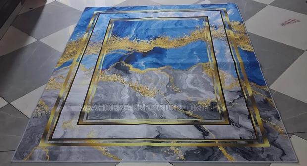  Luxury Blue Grey Marble-Effect Carpet - thumbnail 2