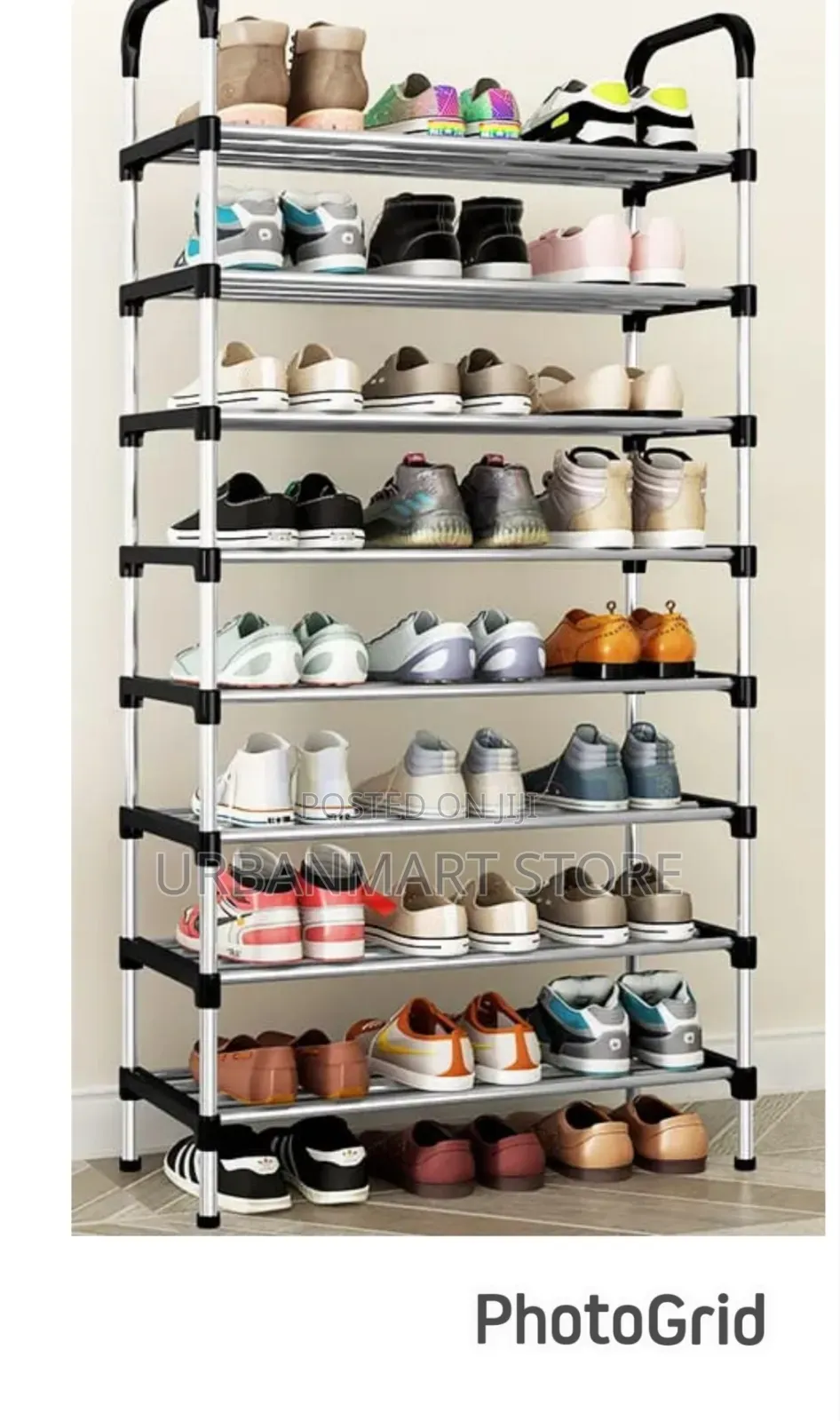 Black 8 Tier Shoe Rack – Simple Assembly