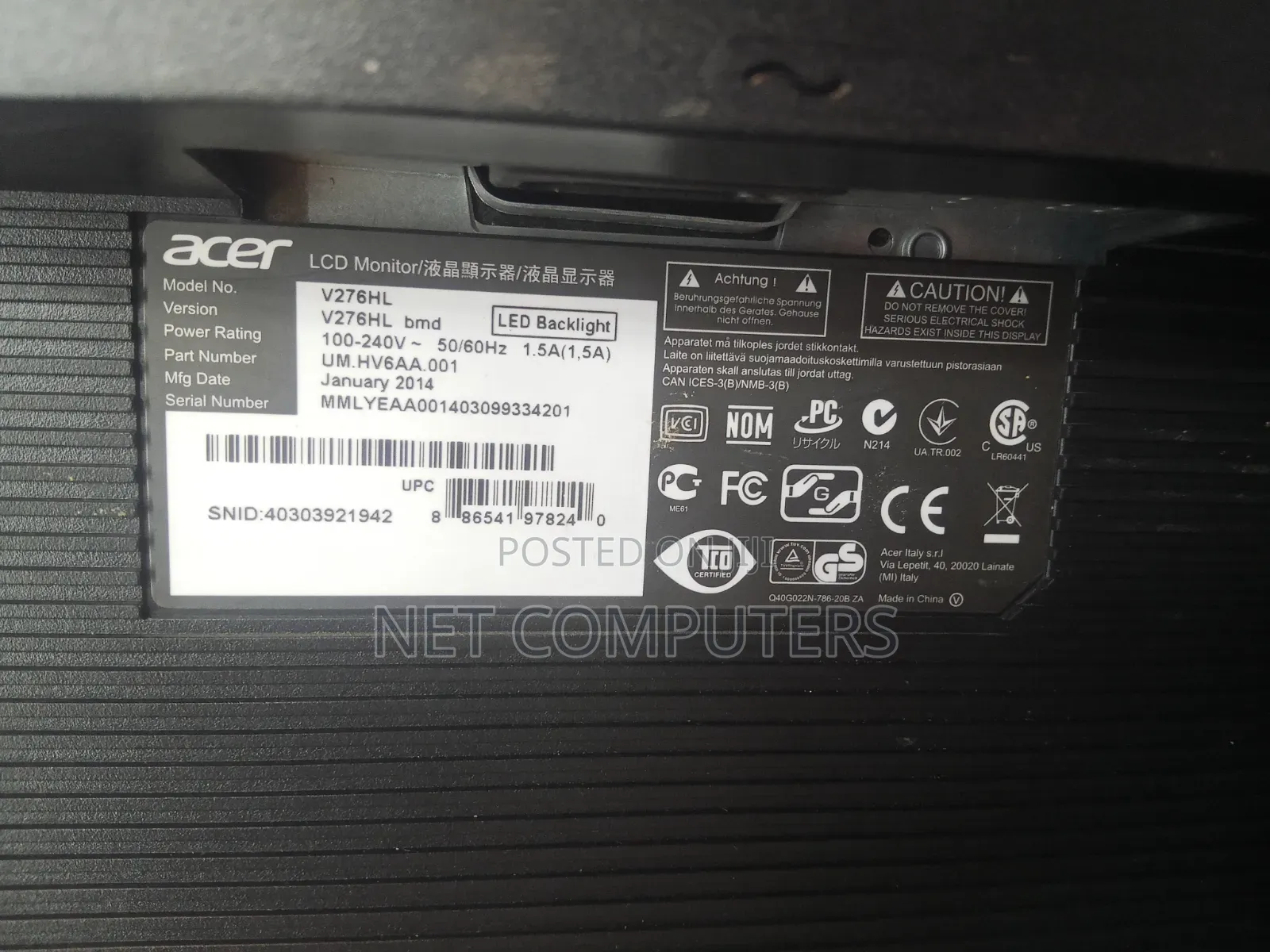 Acer 27 Inches Monitor