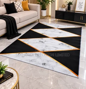  Modern Black Marble Geometric Carpet