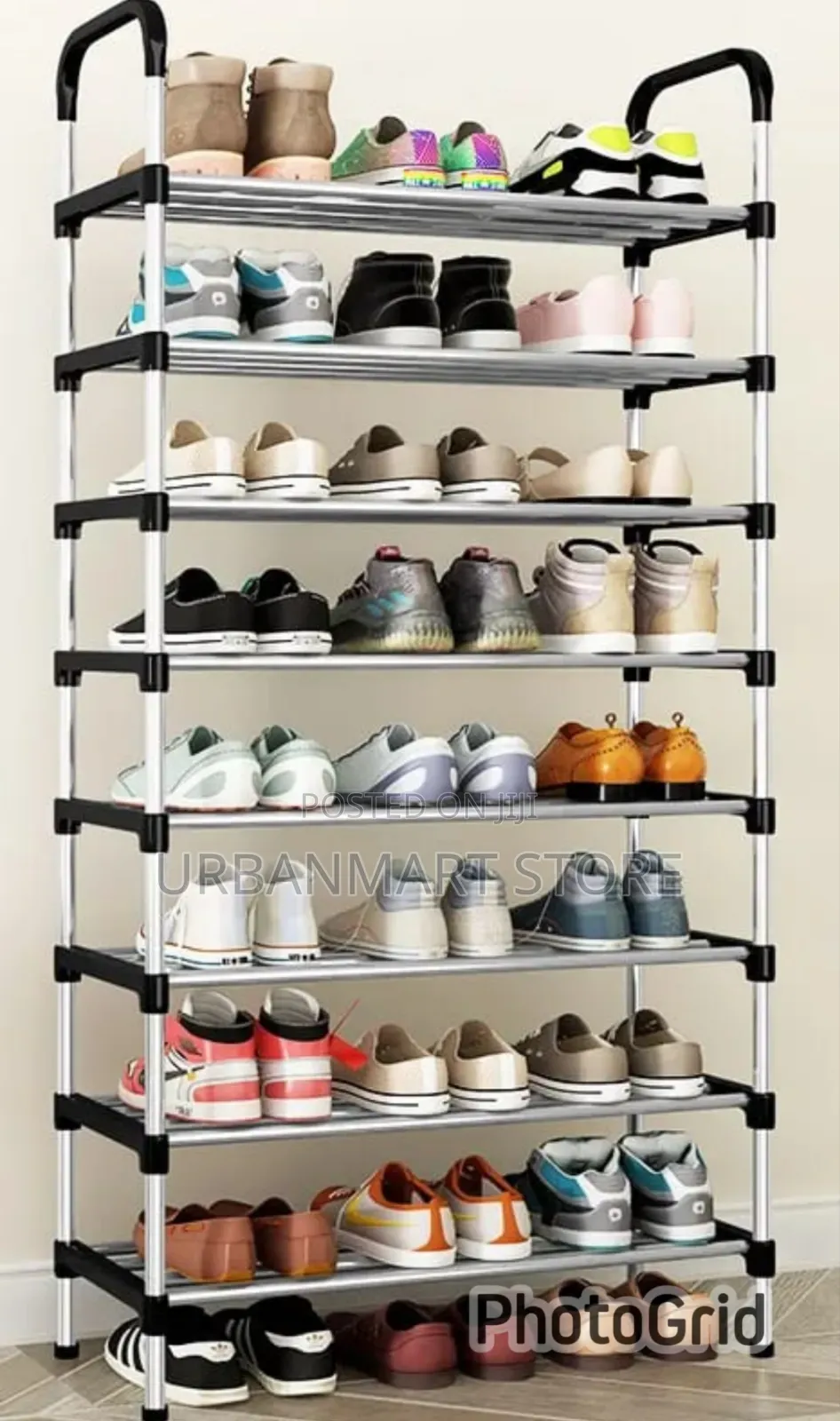 Black Shoe Rack 8 Layers – Easy to Set Up