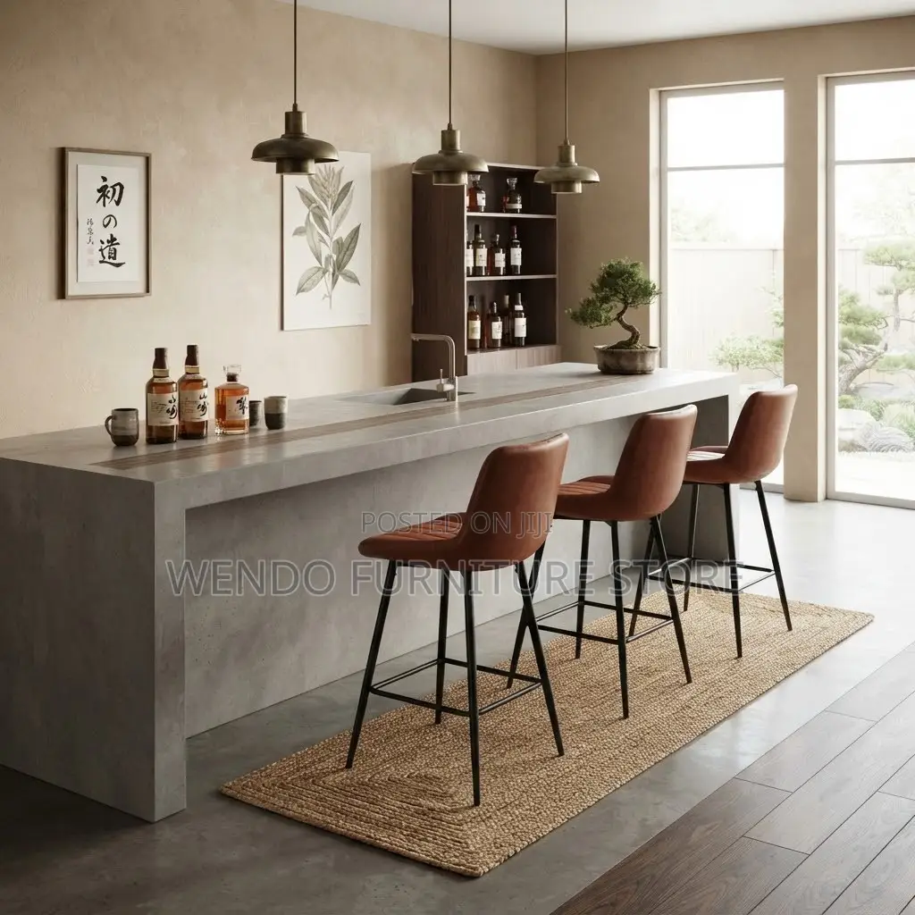 Barstool; Leather Non Upholstered Ergonomic Barstools