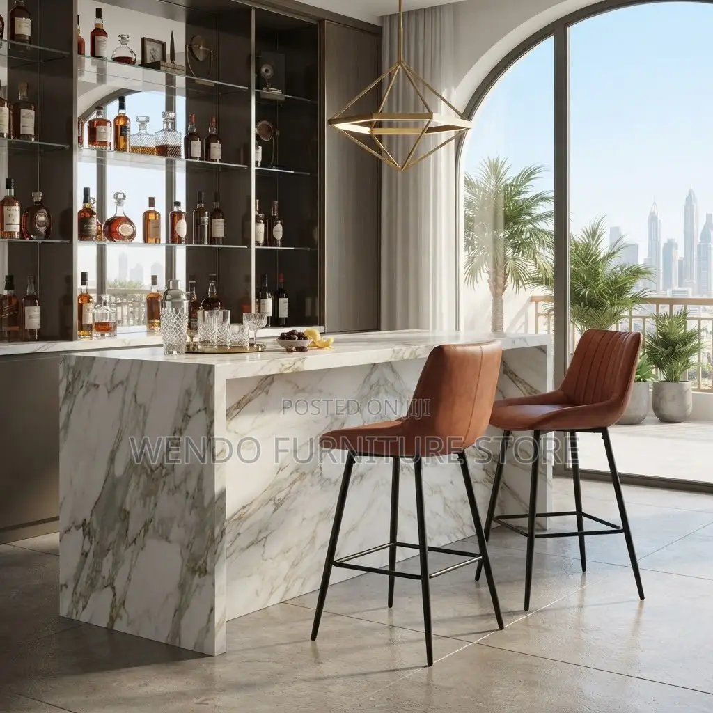Barstool; Leather Non Upholstered Ergonomic Barstools