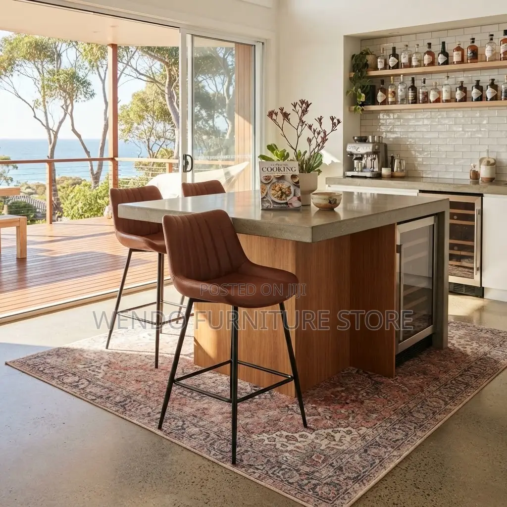 Barstool; Leather Non Upholstered Ergonomic Barstools