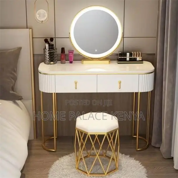 Vanity Table; LED Bedroom Dressing Table With Spacious Storage Drawers