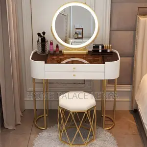 Vanity Table; LED Bedroom Dressing Table With Spacious Storage Drawers