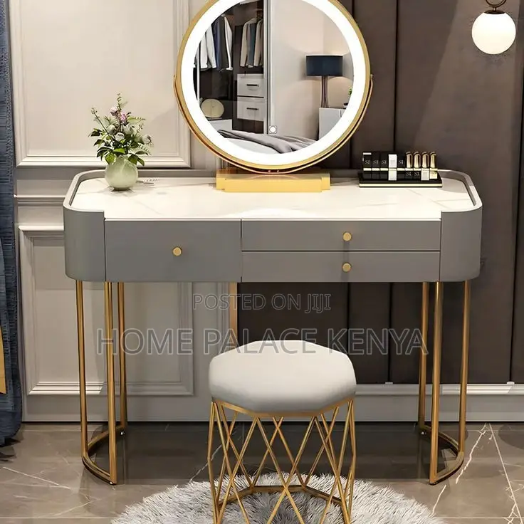 Vanity Table; LED Bedroom Dressing Table With Spacious Storage Drawers
