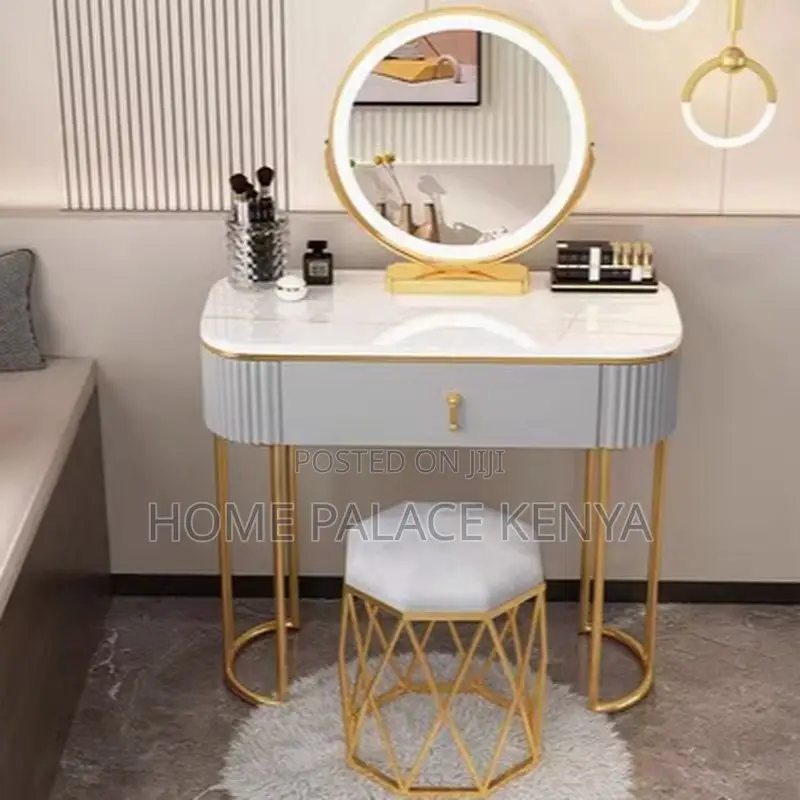 Vanity Table; LED Bedroom Dressing Table With Spacious Storage Drawers