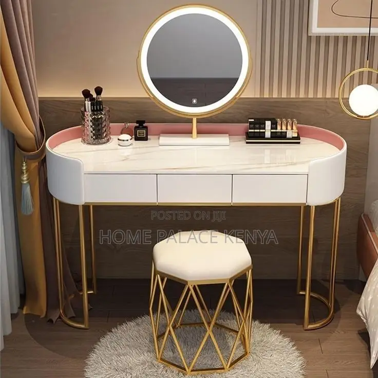 Vanity Table; LED Bedroom Dressing Table With Spacious Storage Drawers