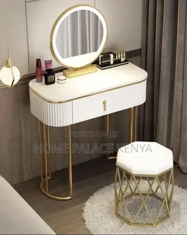 Vanity Table; LED Bedroom Dressing Table With Spacious Storage Drawers