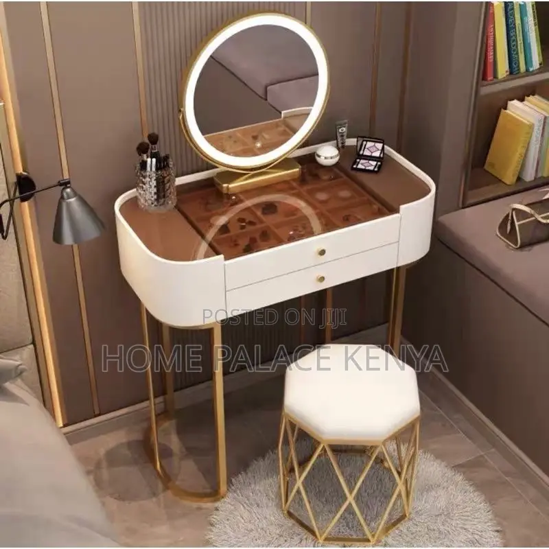 Vanity Table; LED Bedroom Dressing Table With Spacious Storage Drawers